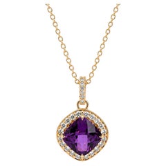 Collar de oro de 18 quilates con zafiro morado de 4,02 ct certificado por el GIA y diamantes blancos