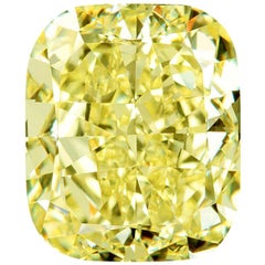 GIA Certified 4.02 Natural Fancy Yellow Cushion Cut Diamond VVS2