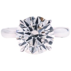 GIA Certified 4.02 Round KSI2 Solitare Engagement Ring