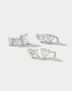 GIA Certified 4.02 Total Carat Weight Heart Shaped Studs