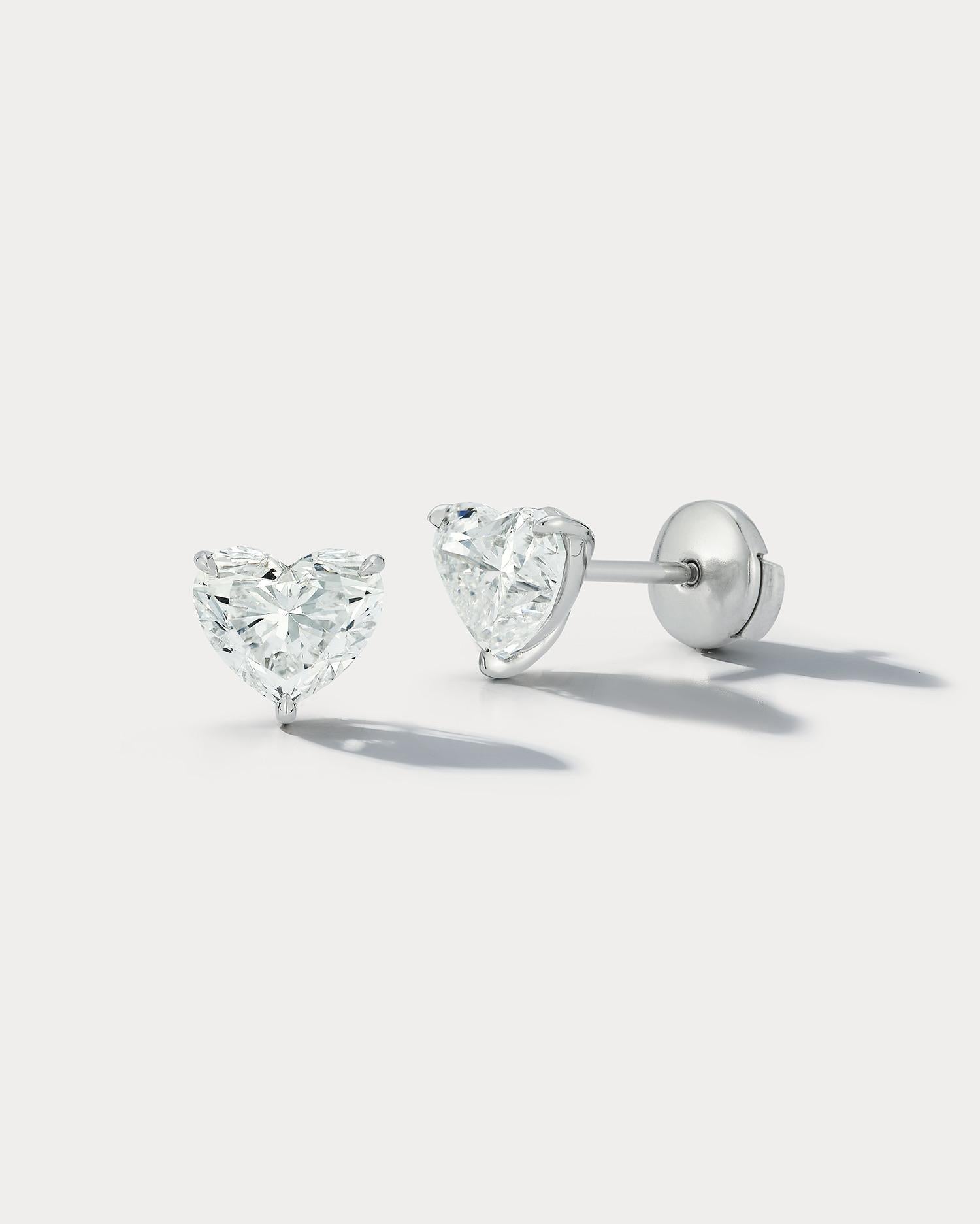 Heart Cut GIA Certified 4.02 Total Carat Weight Heart Shaped Studs For Sale