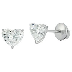GIA Certified 4.02 Total Carat Weight Heart Shaped Studs