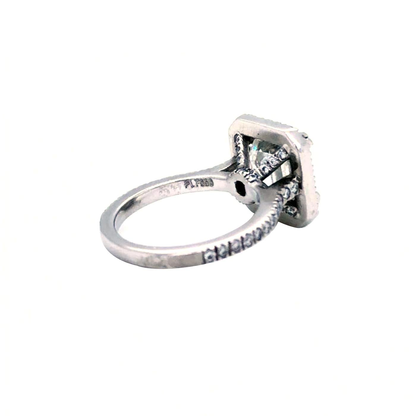 Women's GIA Certified 4.02ct Asscher Cut Diamond VS1 Clarity H Color Platinum Ring For Sale