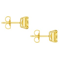 GIA Certified 4.03 & 4.01 Carat Fancy Yellow Diamond Stud Earrings