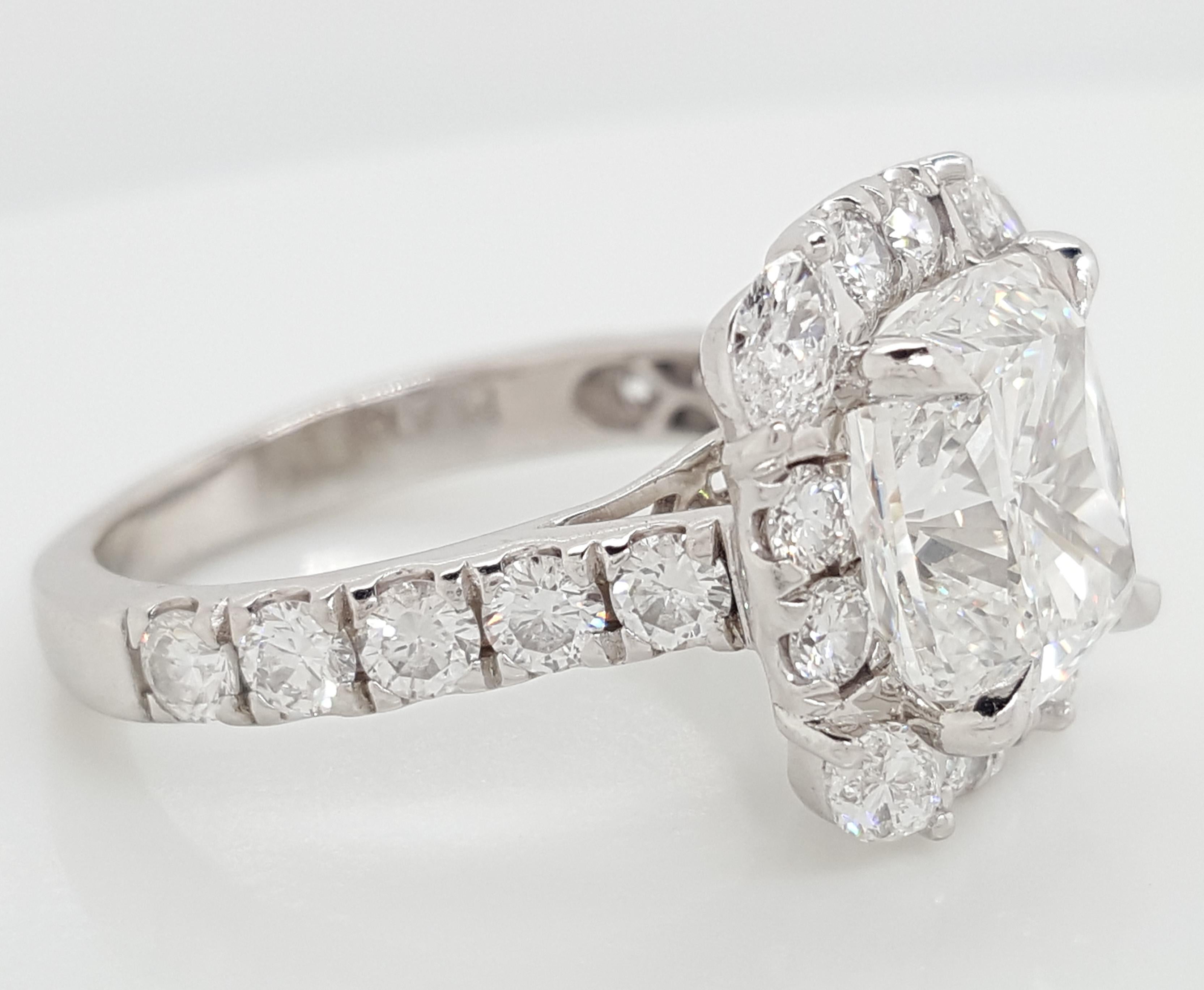 GIA Certified 4.03 Carat Cushion Cut Diamond Platinum Halo Engagement Ring In New Condition In Addison, TX