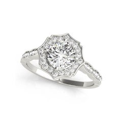 Bague de diamant en platine certifiée GIA de 4,03 carats avec halo en forme de coussin et panier cathédrale