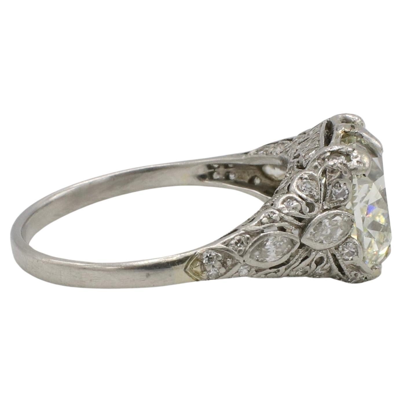 Cushion Cut GIA Certified 4.03 Carat Cushion Natural Diamond Art Deco Engagement Ring
