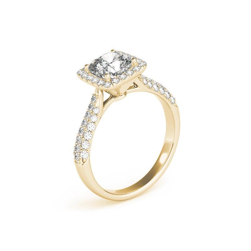 Donna Anello con diamante aureolato quadrato a più file certificato GIA da 4,03 carati in vendita