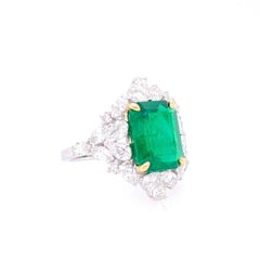 GIA Certified 4.03 Carat Emerald and Diamond Cocktail Ring