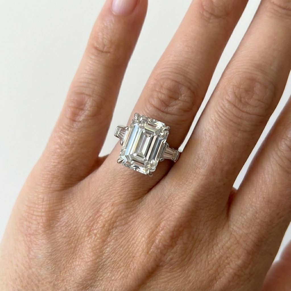 Contemporaneo Anello con diamante taglio smeraldo da 4,03 carati certificato GIA in vendita