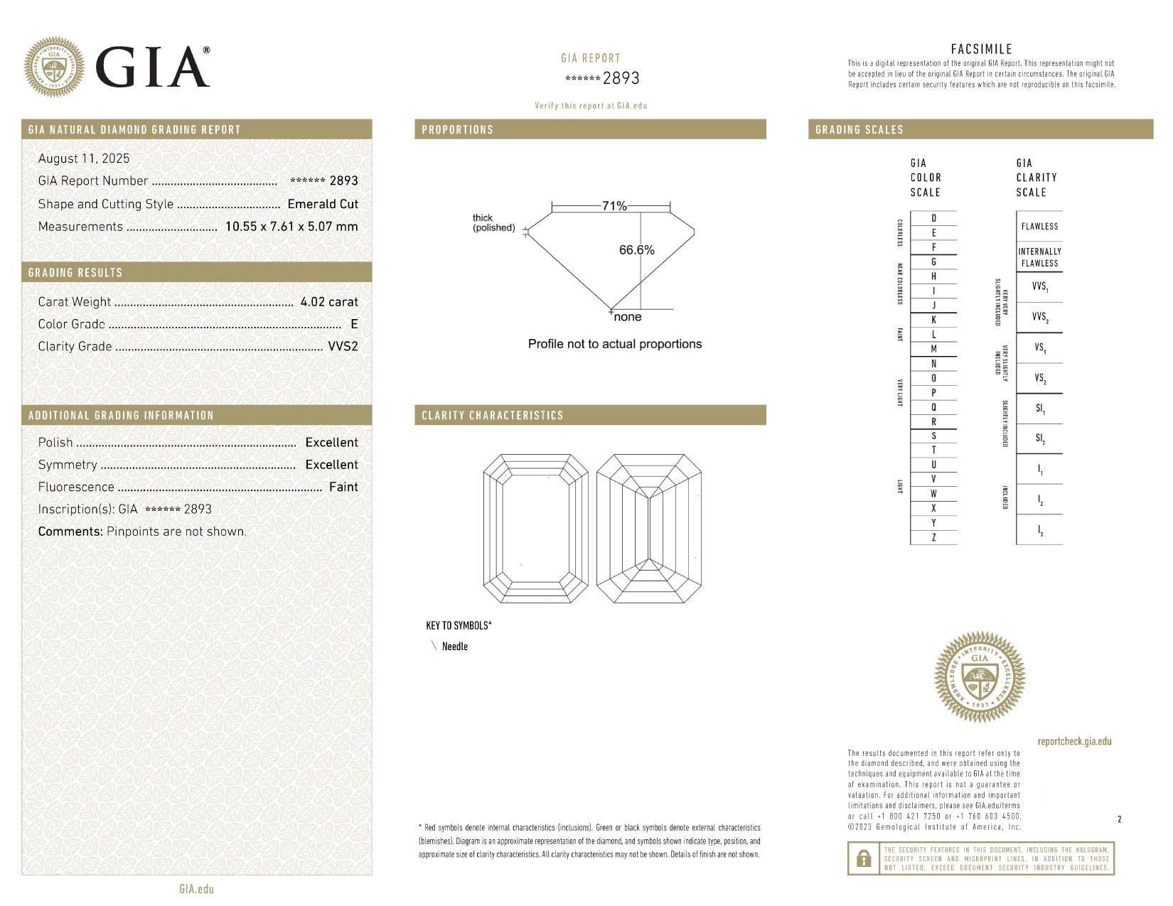 Anello con diamante taglio smeraldo da 4,03 carati certificato GIA In condizioni Nuovo in vendita a Chicago, IL