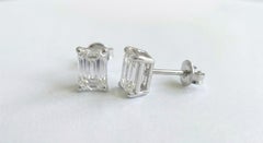 GIA Certified 4 Carat Emerald Cut Diamond E/F Color IF Clarity Pair of Earrings