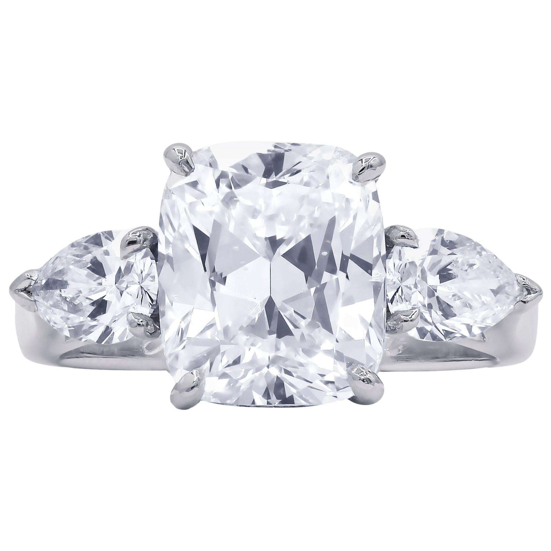 GIA Certified 4.03 Carat G-SI1 Cushion Cut Diamond Ring
