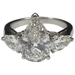 GIA Certified 4.03 Carat G VS1 J. Birnbach Pear Shaped Diamond Ring