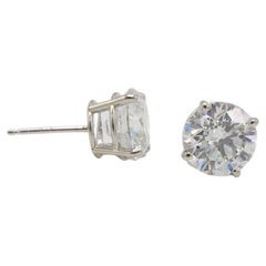 GIA Certified 4.03 Carat Natural Round Diamond Stud Earrings