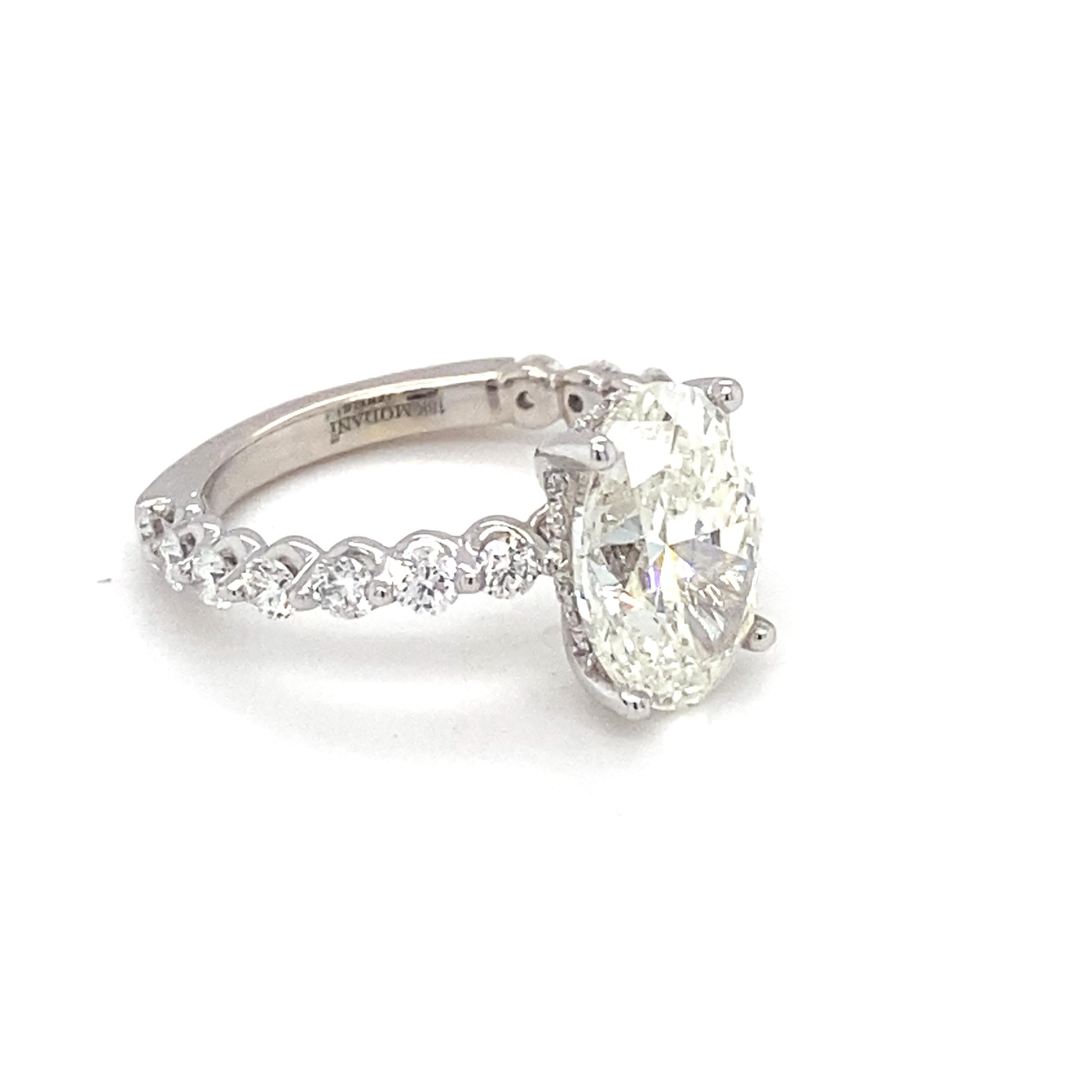 Verlobungsring, GIA-zertifizierter 4,03 Karat ovaler Diamant in Weißgold Damen im Angebot