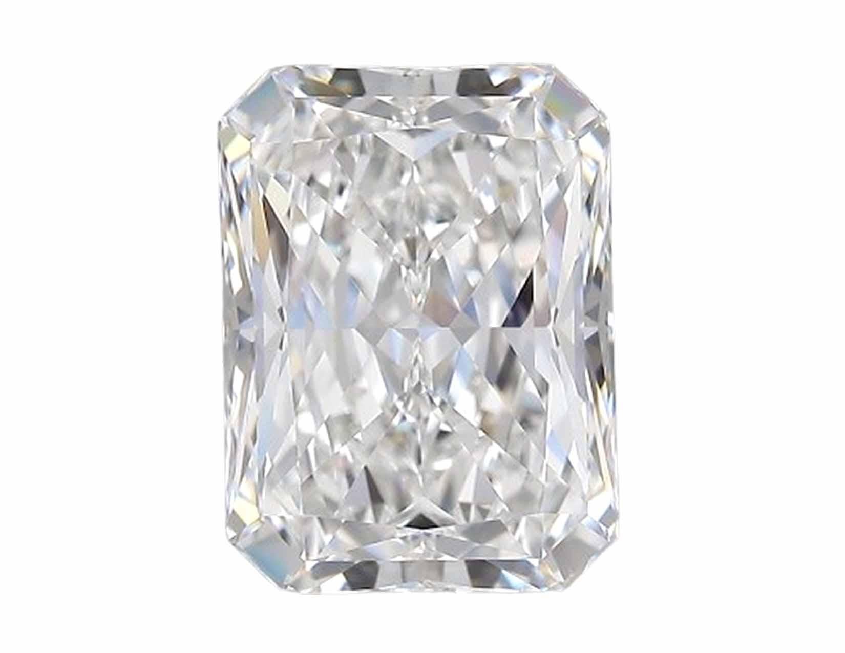 GIA Certified 4.01 Carat Radiant Cut Diamond F Color Ring in 18K White Gold In New Condition For Sale In Chicago, IL