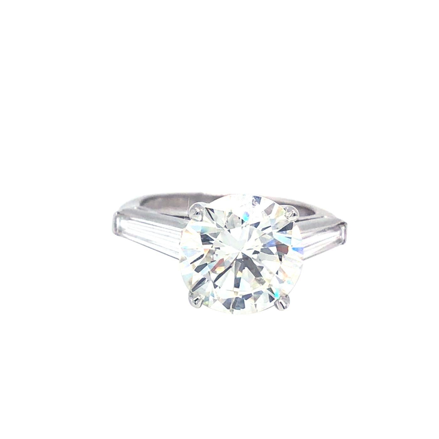 Modernist 4.03 Carat GIA Certified Round Brilliant Cut Diamond Platinum Engagement Ring