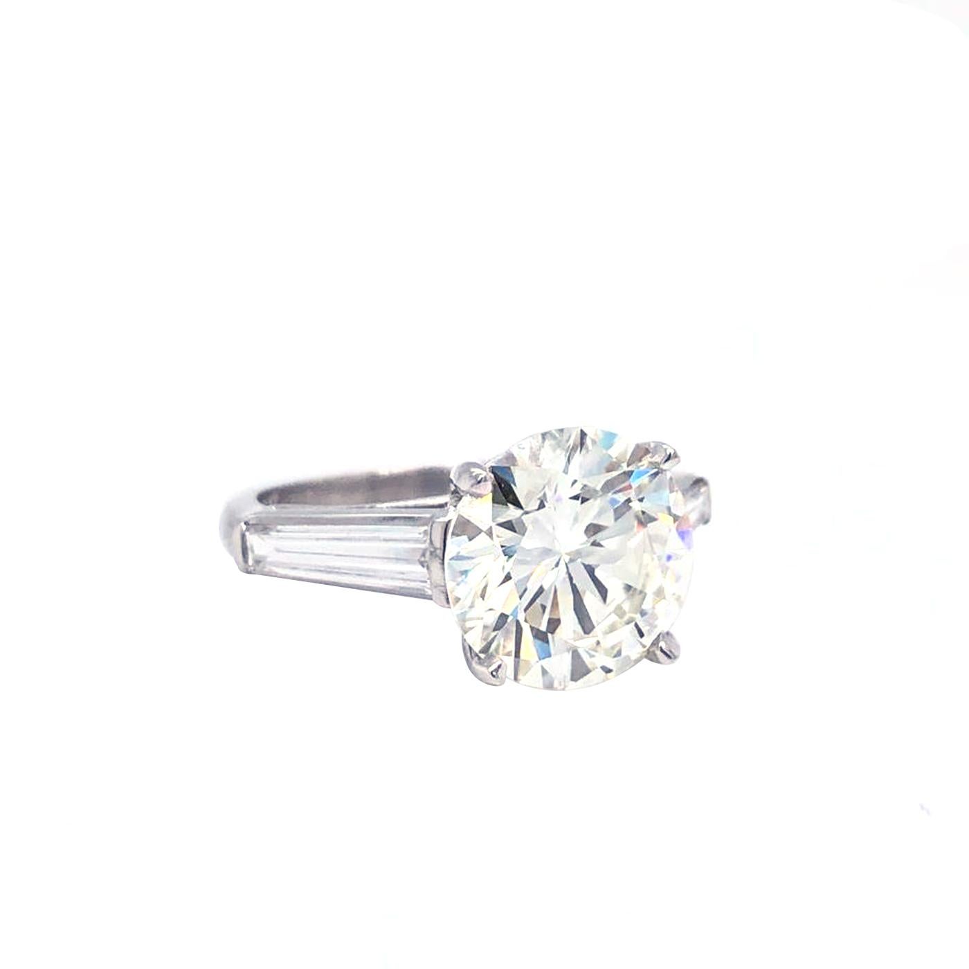 Round Cut 4.03 Carat GIA Certified Round Brilliant Cut Diamond Platinum Engagement Ring