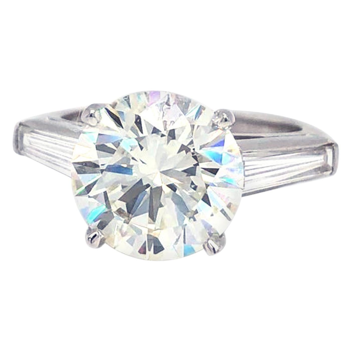 4.03 Carat GIA Certified Round Brilliant Cut Diamond Platinum Engagement Ring