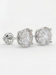 GIA Certified 4.03 Carat Round Cut Diamond VVS1/2 Clarity Studs Earrings