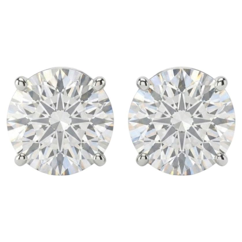 GIA Certified 4.03 Carat Round Cut Diamond VVS1/2 Clarity Studs Earrings