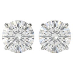 GIA Certified 4.03 Carat Round Cut Diamond VVS1/2 Clarity Studs Earrings