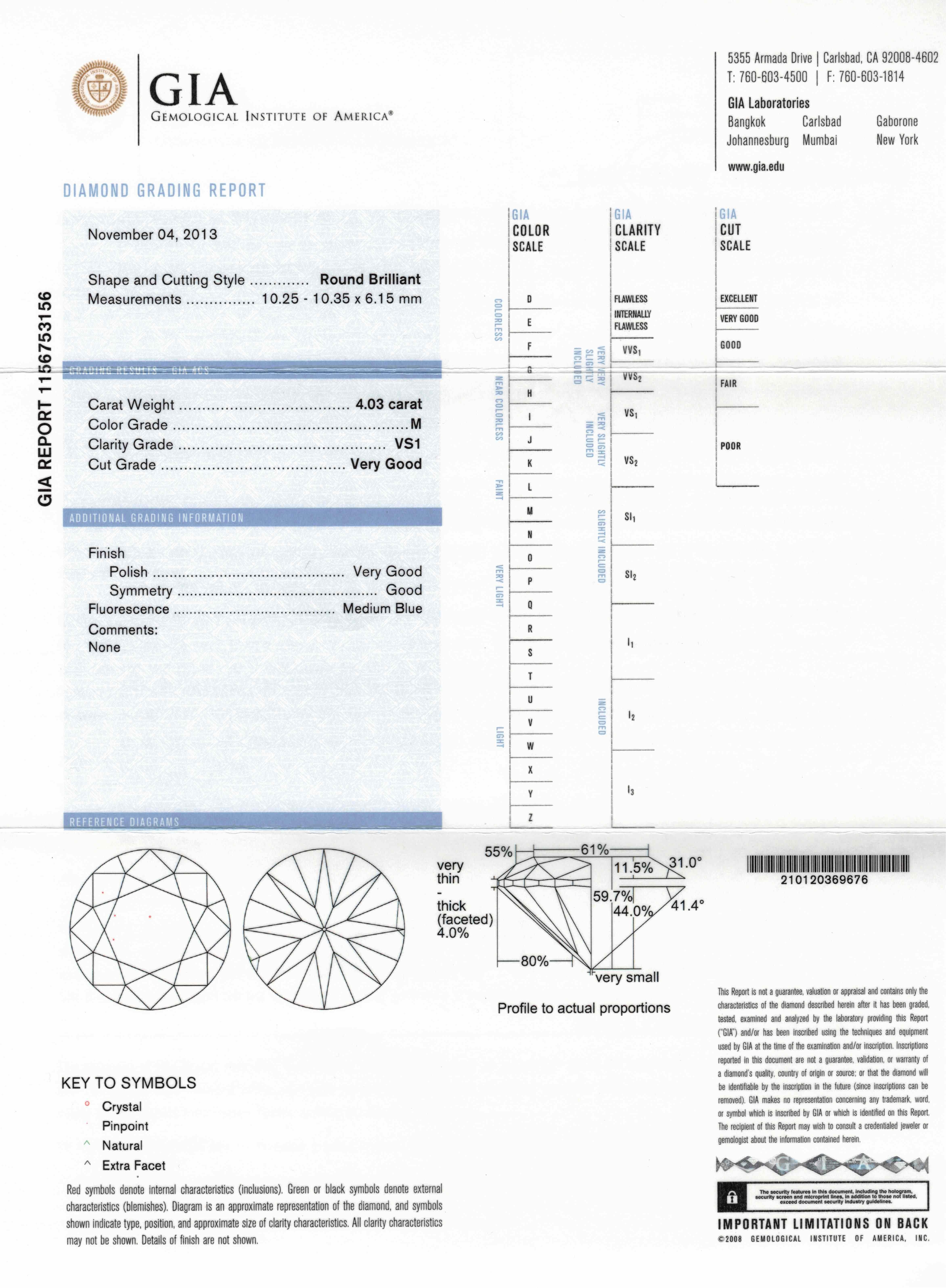 GIA Certified 4.00 Carat Round Diamond Platinum Tacori Royal T, Made in USA For Sale 5