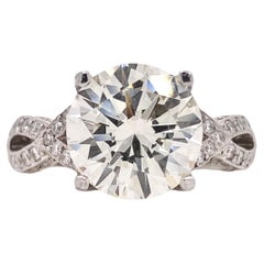 GIA Certified 4.03 Carat Round Diamond Platinum Tacori Royal T HT 2606RD Ring