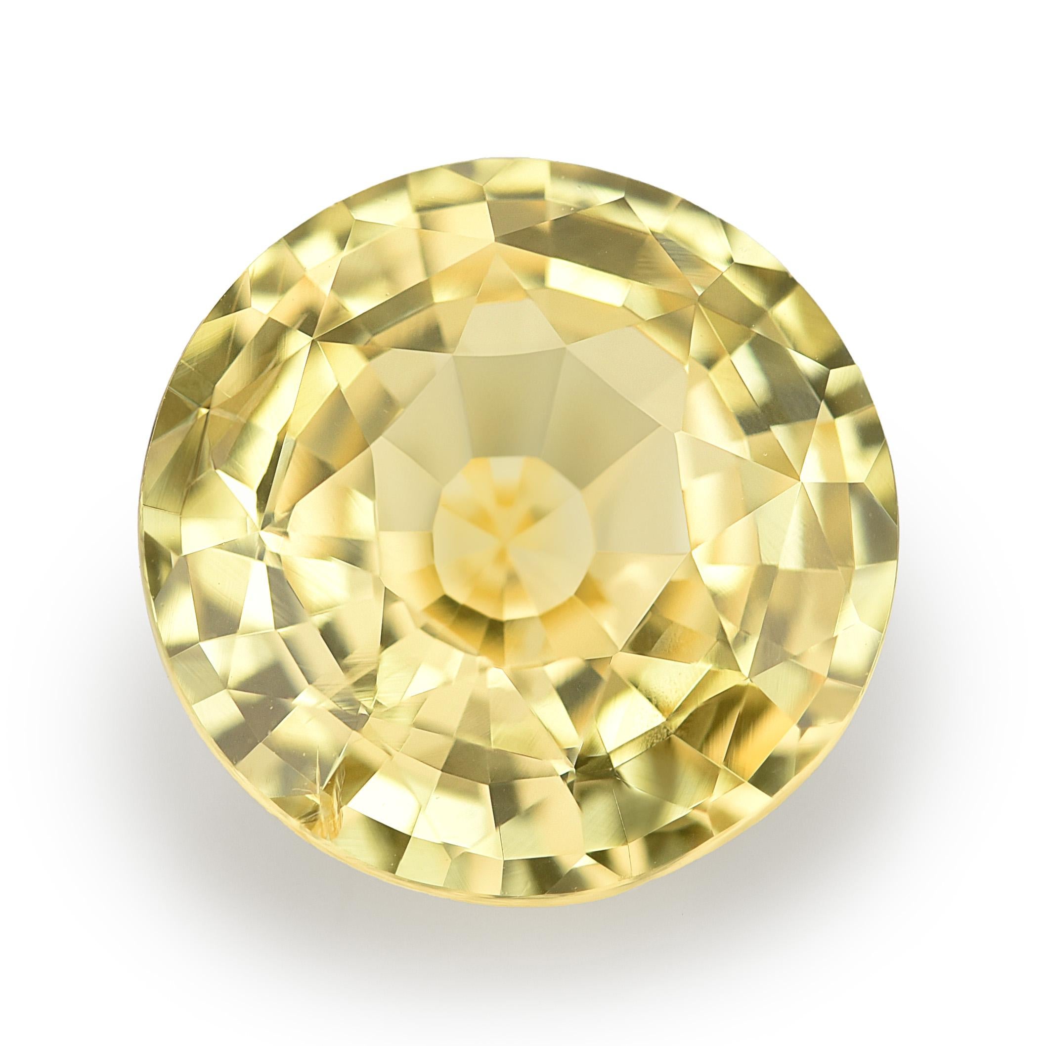 Women's or Men's GIA Certified 4.03 Carats Unheated Yellow Sapphire For Sale