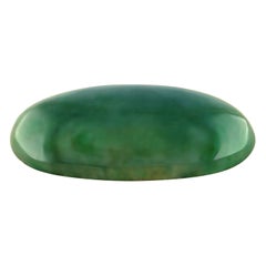 GIA Certified 4.03ct Deep Green Jadeite Jade 'A' Grade Elongated Oval Gem