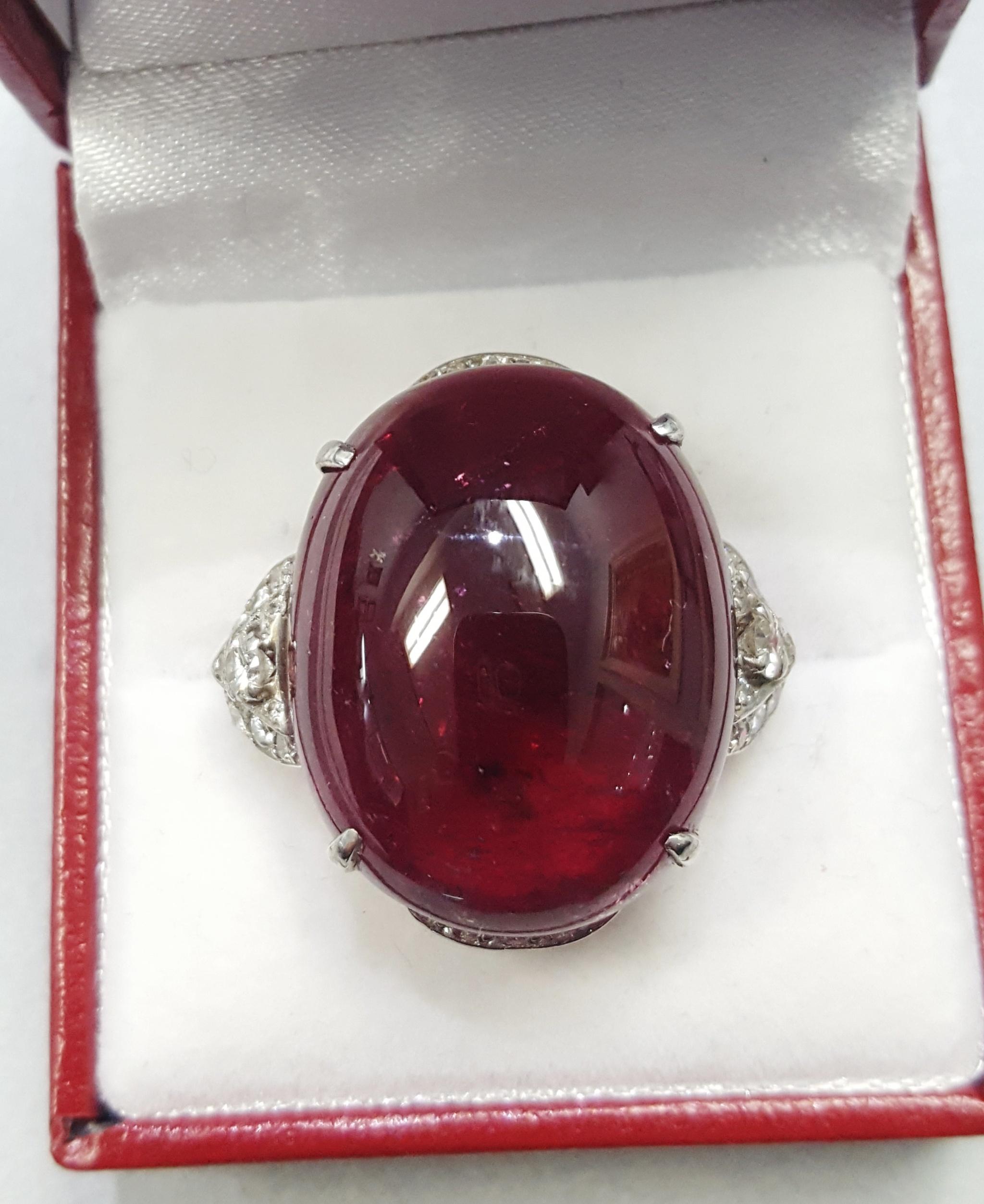 GIA Certified 40.49 Carat Rubelite Diamond Cocktail Ring In Excellent Condition In Lake Forest, IL