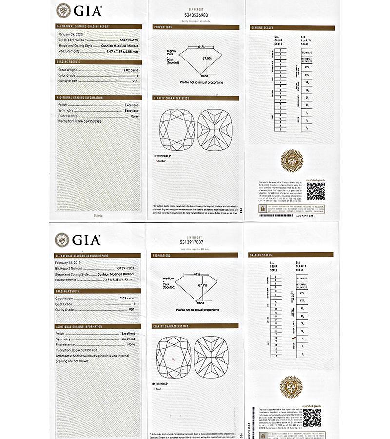 Orecchini con diamanti da 4.04cttw certificati GIA In condizioni buone in vendita a New York, NY