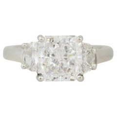 Bague de fiançailles en platine avec diamants de 4,05 carats et demi-lune certifiés par le GIA, en stock