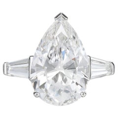 GIA Certified 4.05 Carat E Color Flawless Pear Cut Diamond Ring