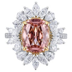 Anello di fidanzamento con diamante a cuscino di colore rosa-marrone da 4,05 carati certificato dalla GIA