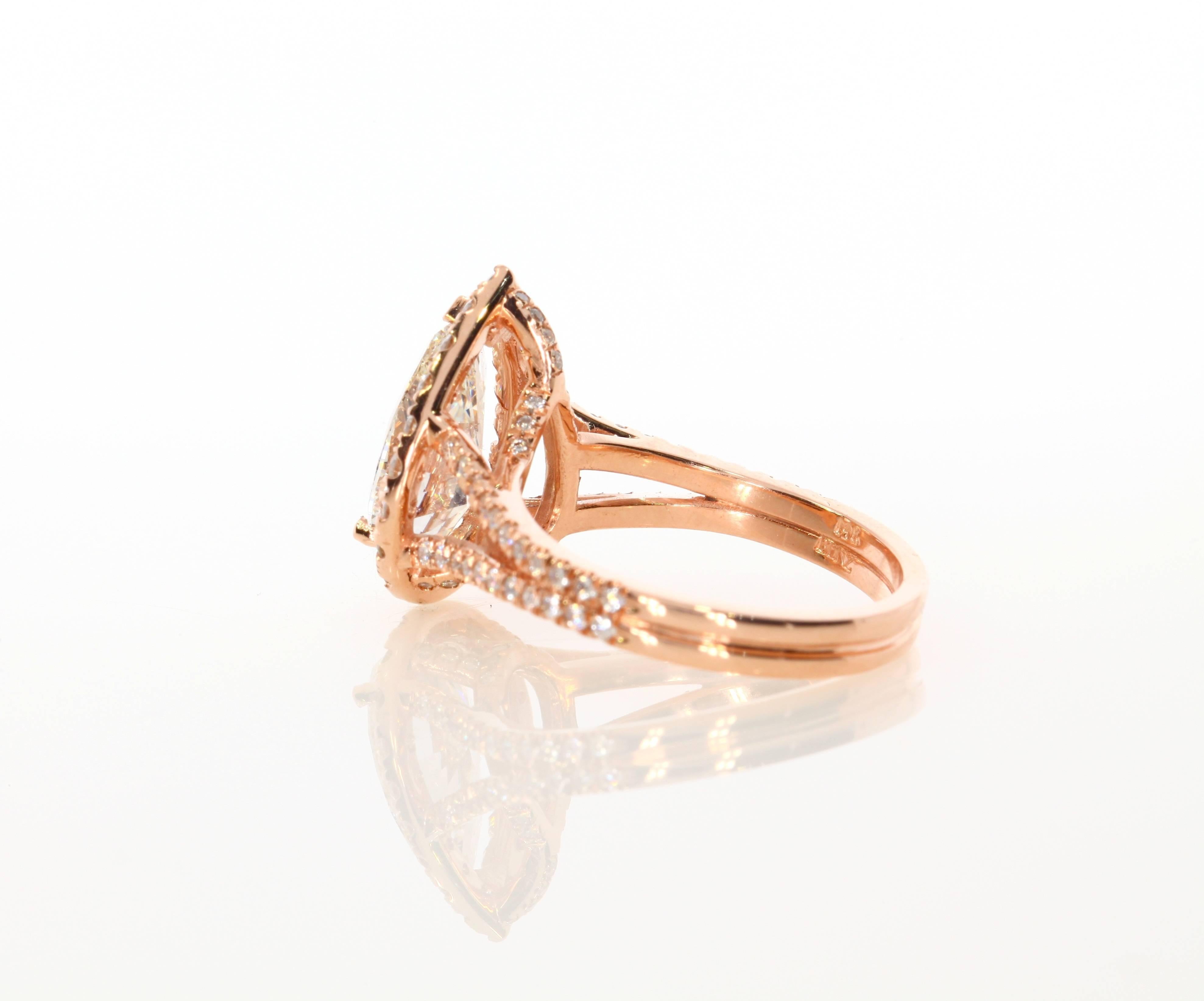pear shaped diamond ring rose gold