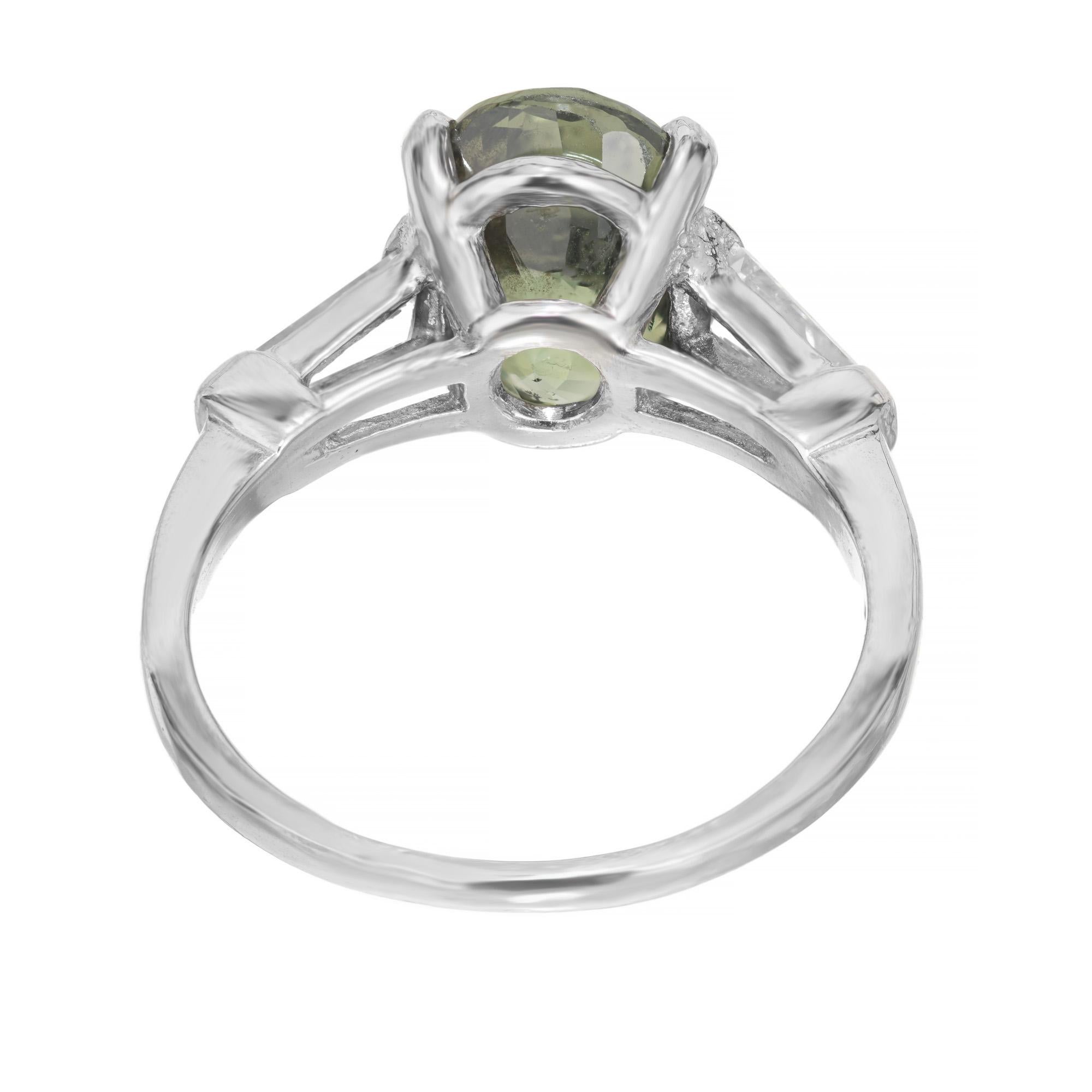 Women's GIA Certified 4.05 Carat Sapphire Diamond Platinum Three-Stone Engagement Ring For Sale