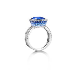 GIA Certified 4.05ct Cornflower Blue Sapphire & Diamond White Gold Cocktail Ring