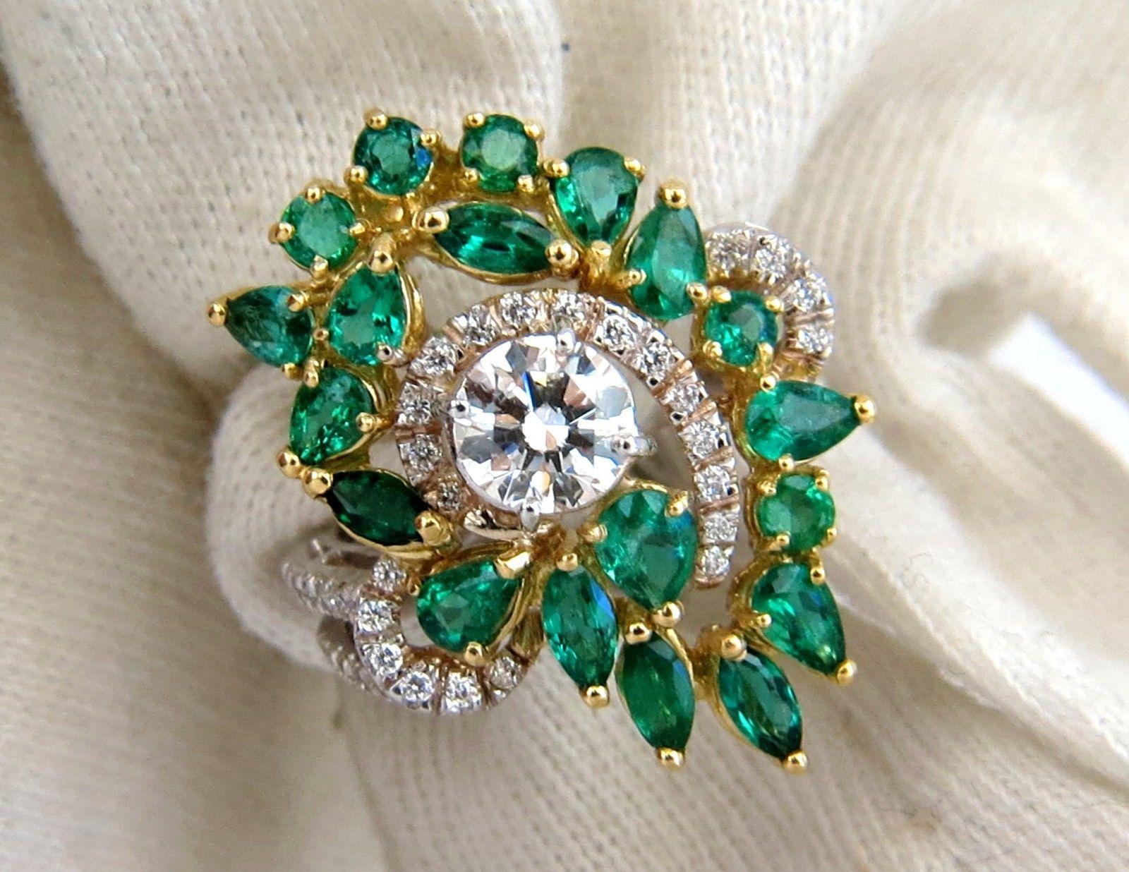 GIA Certified 4.06 Carat Emerald and Diamonds Cocktail Cluster Ring 18 ...