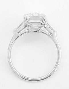 GIA Certified 4.06 carat Emerald Cut Diamond Ring E I FLAWLESS
