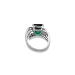 GIA Certified 4.07 Carat COLOMBIAN Minor Oil Emerald Diamond Platinum Ring