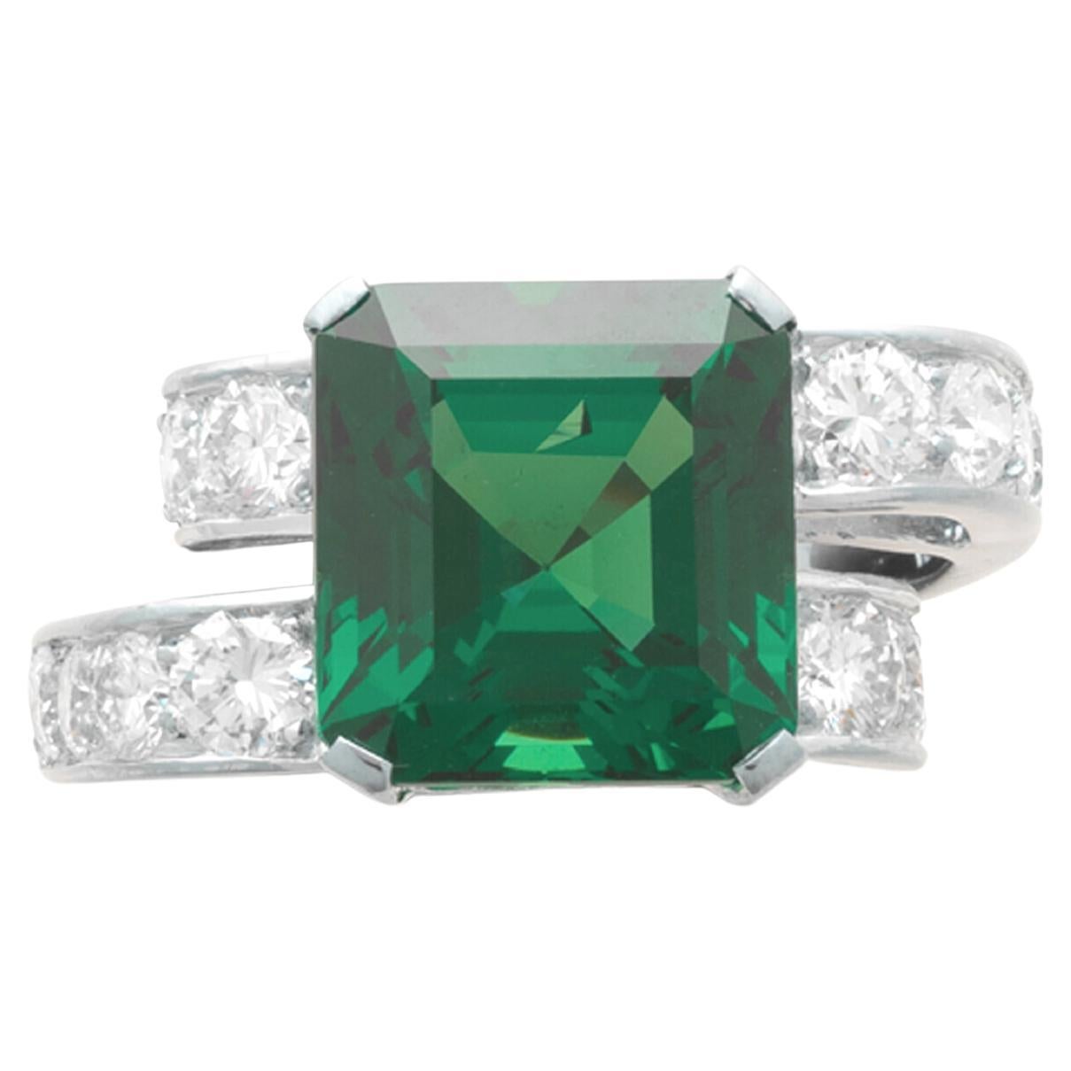 GIA Certified 4.07 Carat COLOMBIAN Minor Oil Emerald Diamond Platinum Ring