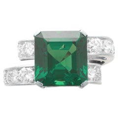 Bague COLOMBIAN Minor Oil Emerald Diamond Bague en platine certifiée GIA de 4,07 carats