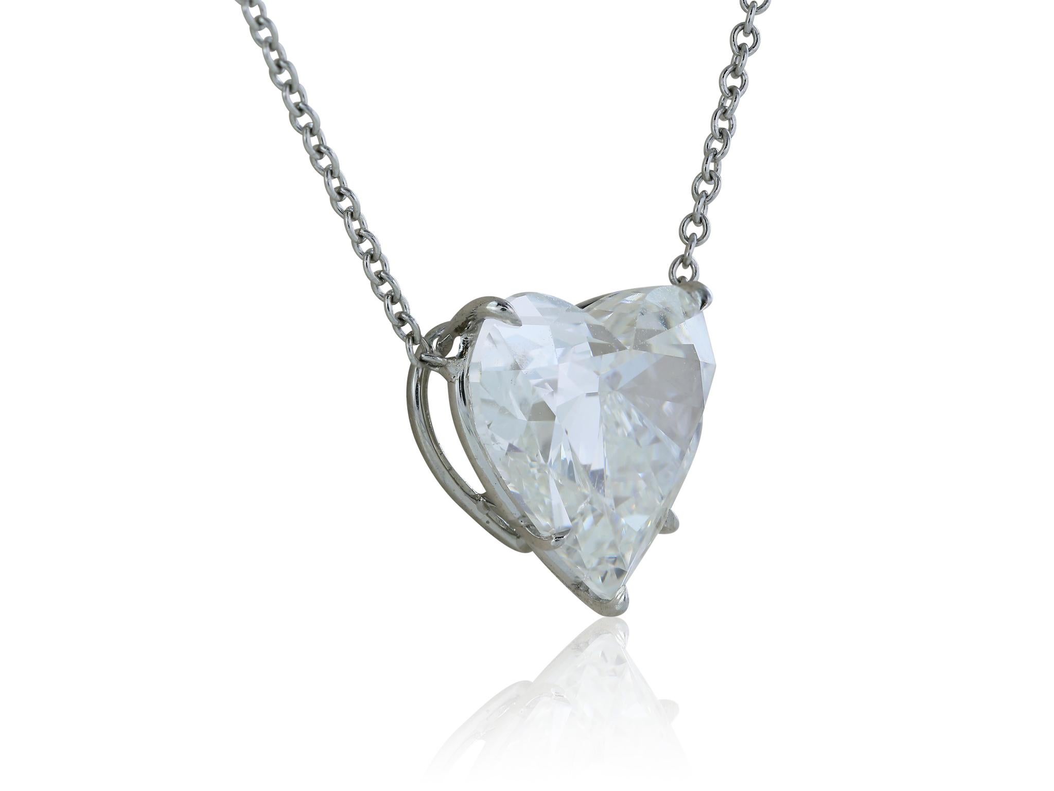 Contemporary GIA Certified 4.07 Carat Heart Shaped Pendant I SI1 For Sale