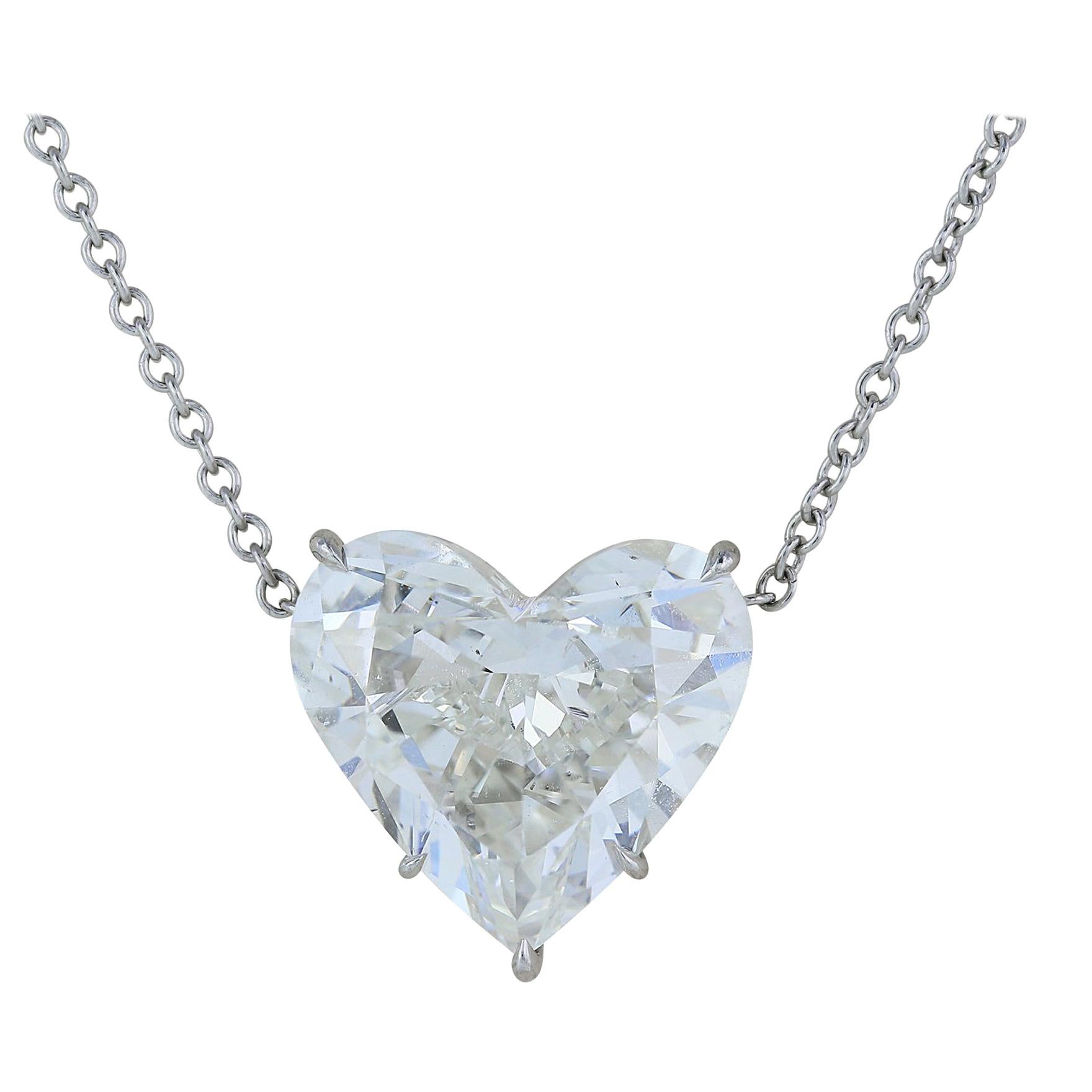 GIA Certified 4.07 Carat Heart Shaped Pendant I SI1 For Sale