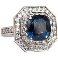 GIA-zertifizierter 4,07 Karat natürlicher unerhitzter Saphir-Diamant-Ring, unerhitzt
