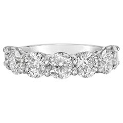 GIA Certified 4.07 Carat Total Round Cut Diamond Seven-Stone Wedding Band Ring
