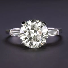 GIA Certified 4 Carat Vintage Cut Diamond Platinum Ring