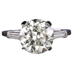 Bague en platine avec diamant taille vintage certifié GIA de 4 carats